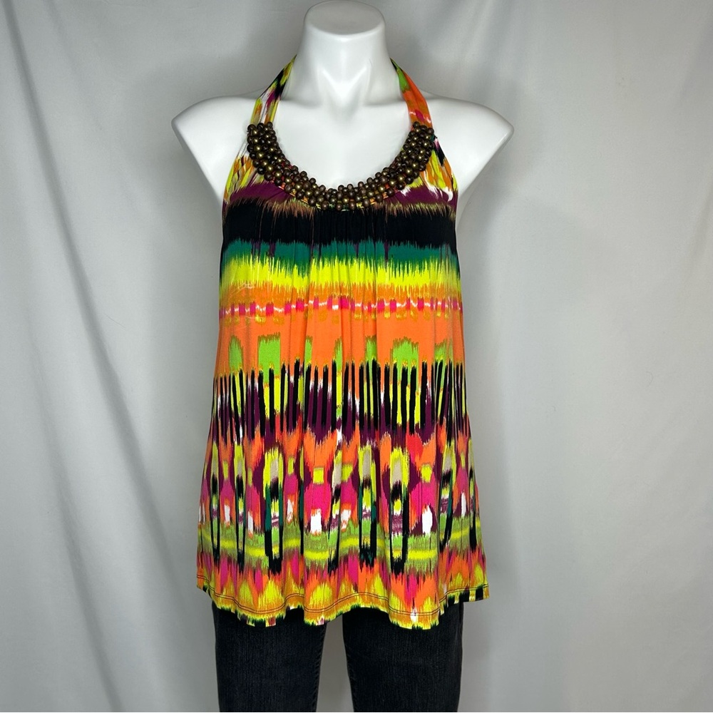 Calvin Klein Bright Halter with Beading at Collar, XL